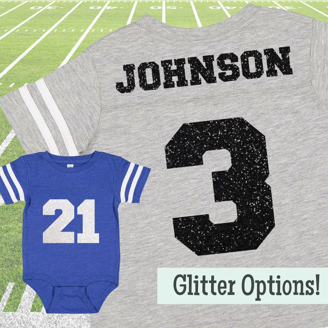 Custom Football Jersey T-Shirts and Baby Bodysuits