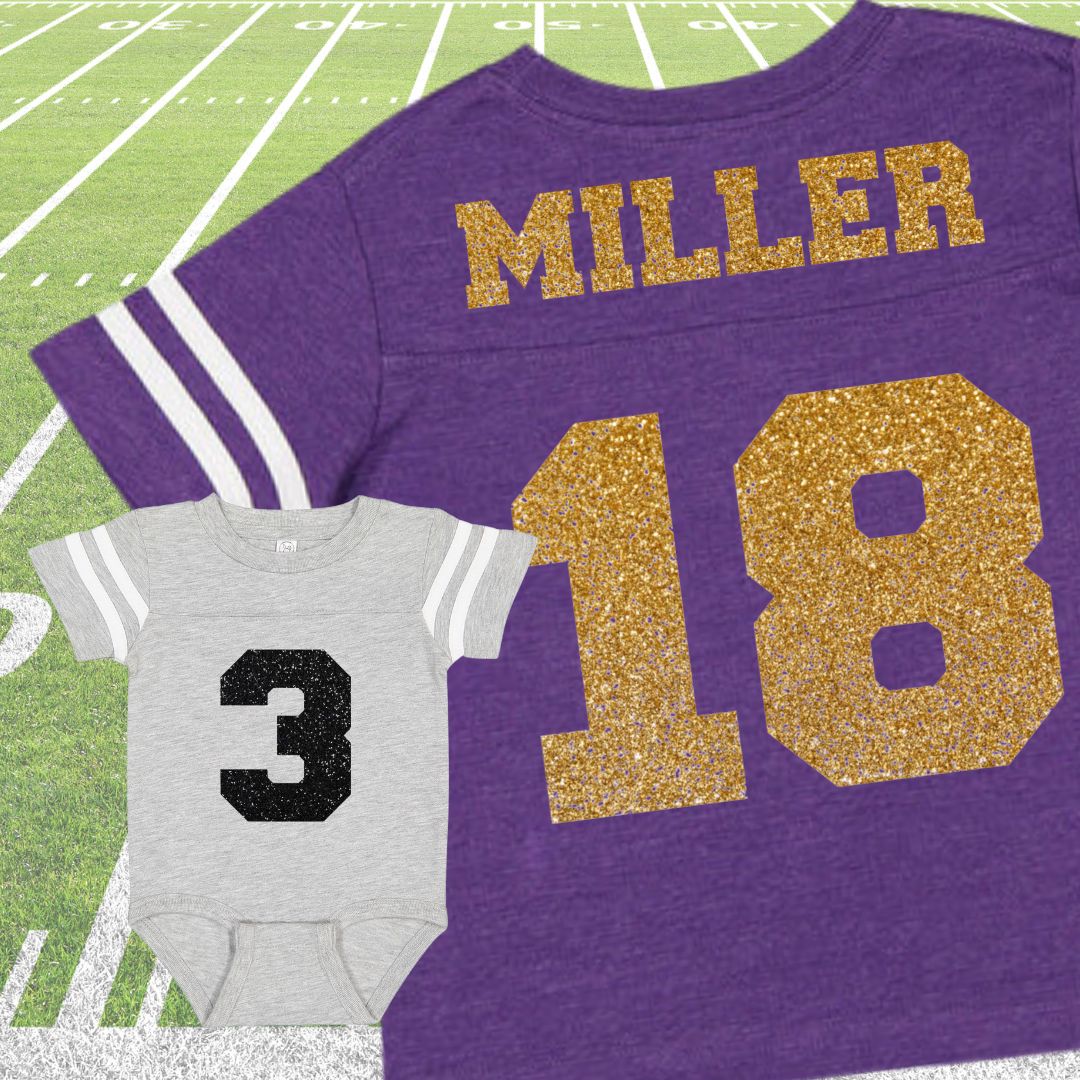 Custom Football Jersey T-Shirts and Baby Bodysuits