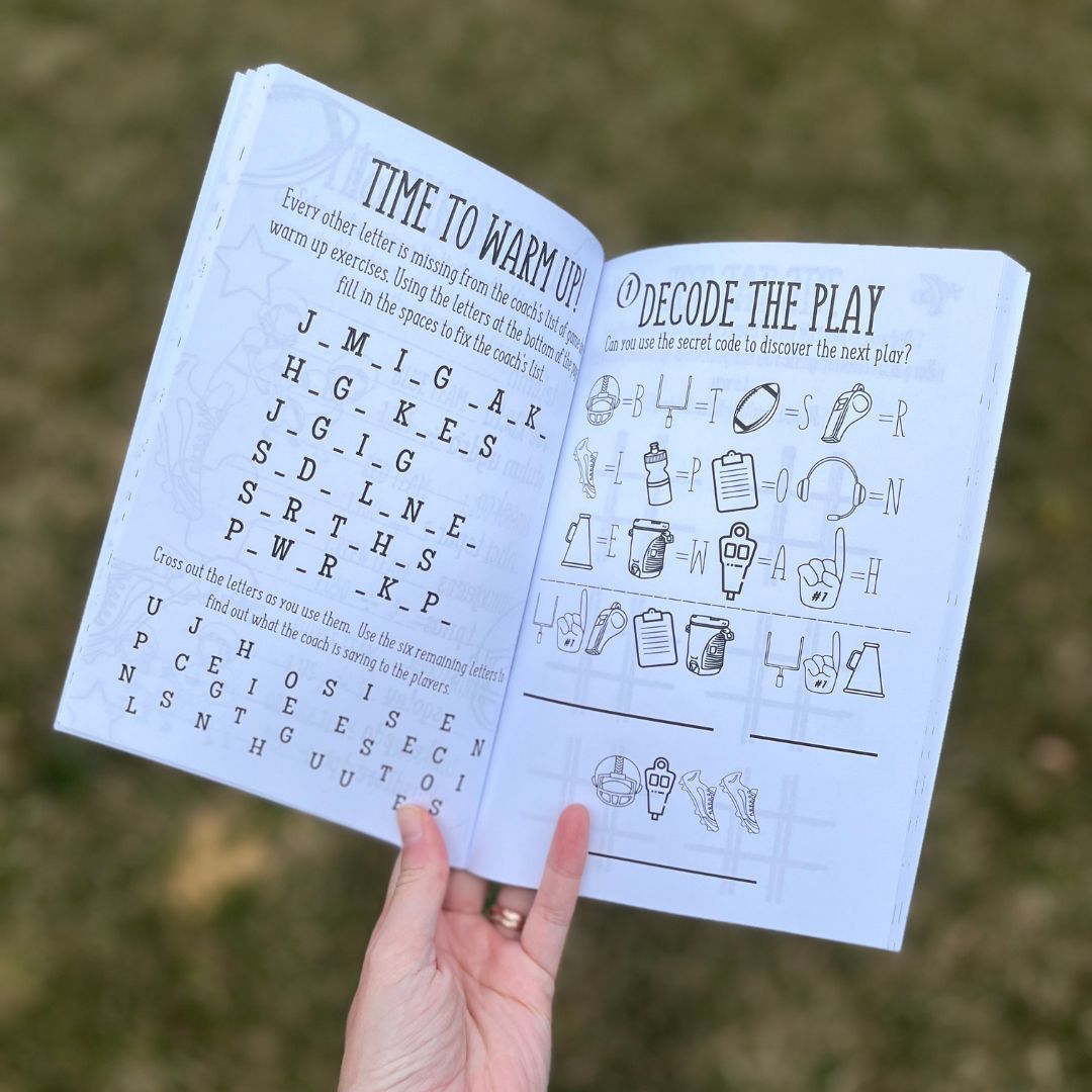 decode the play, football activity gift for birthday