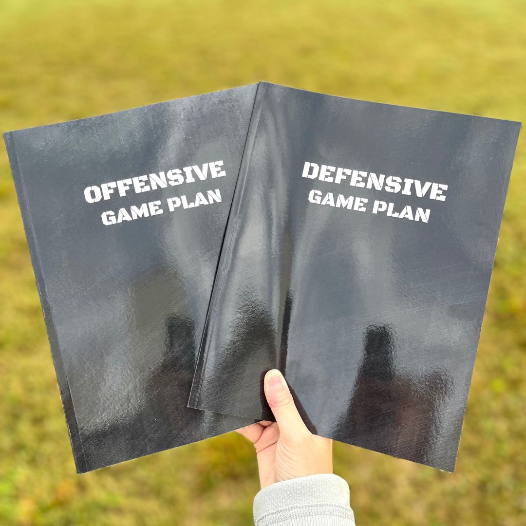 Offensive Game Plan Notebook for Football Coach: 100 Page Playbook with Blank Linemen Diagrams