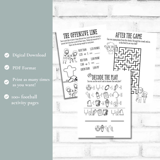 Printable Football Activity Book for Coaches' Kids *Digital Download*