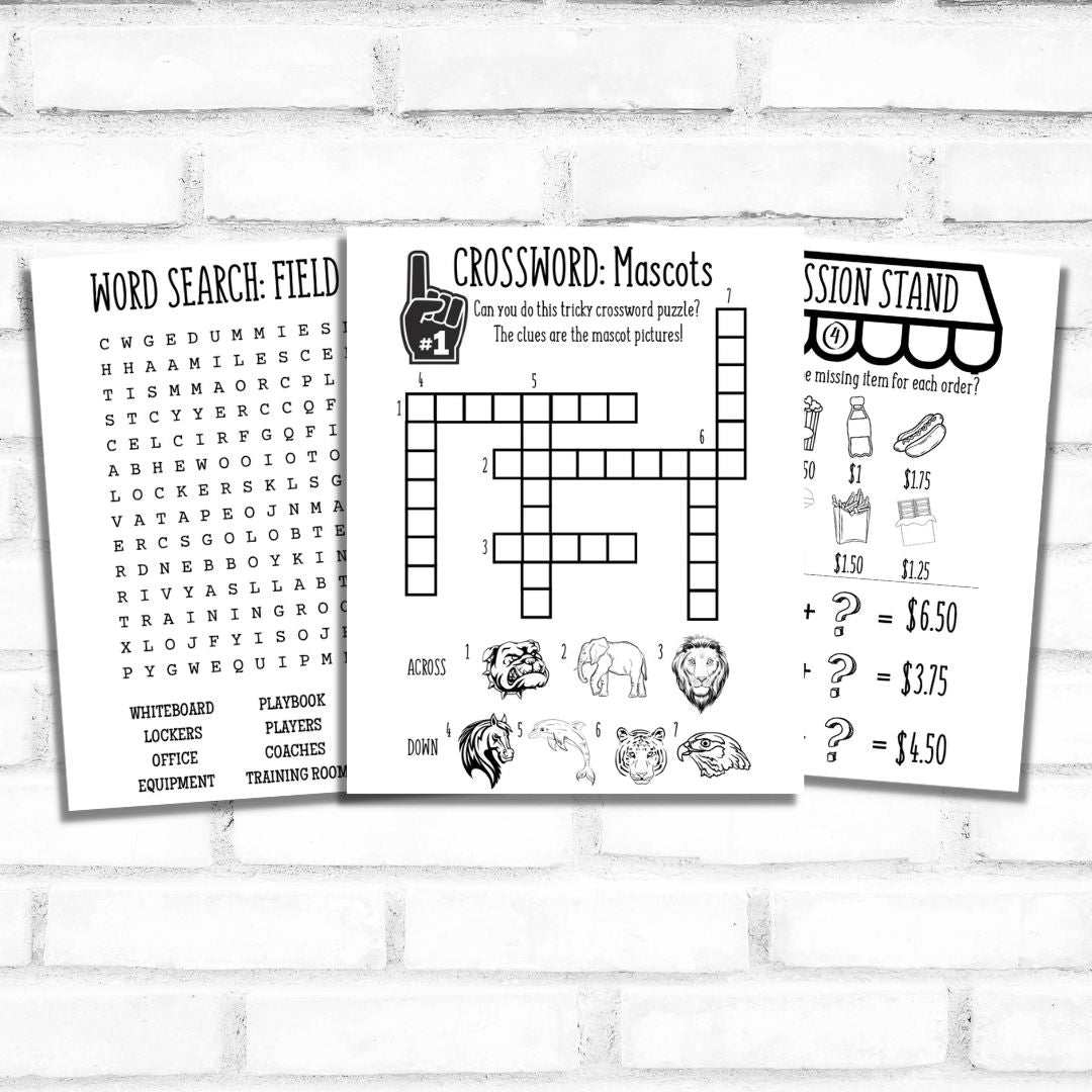 Printable Football Activity Book for Coaches' Kids *Digital Download*
