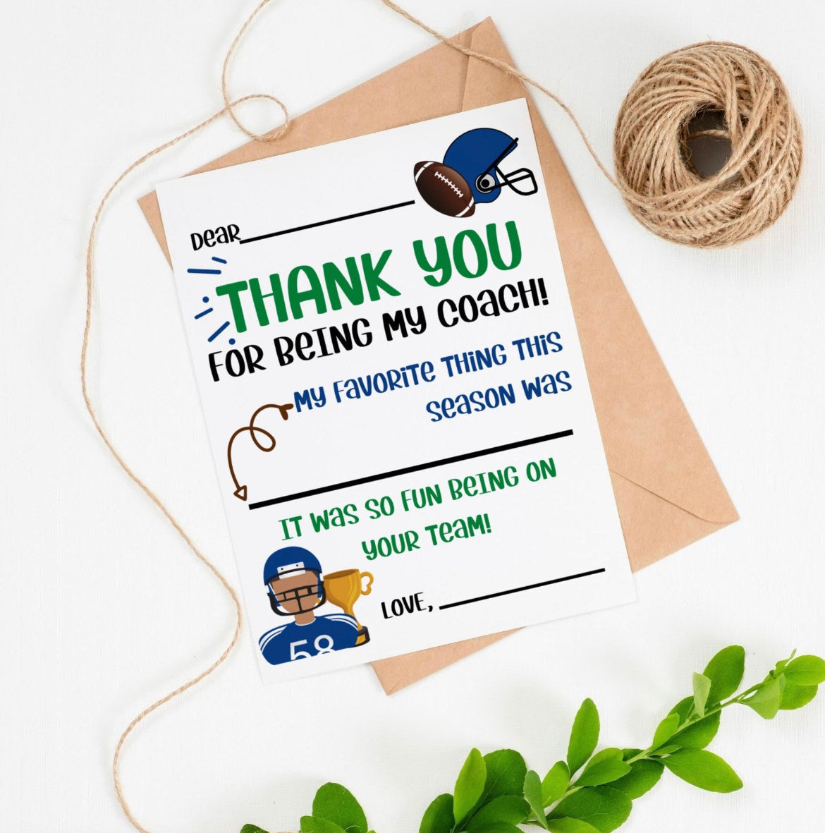 Kids Thank You Cards for Coach *Digital Download*