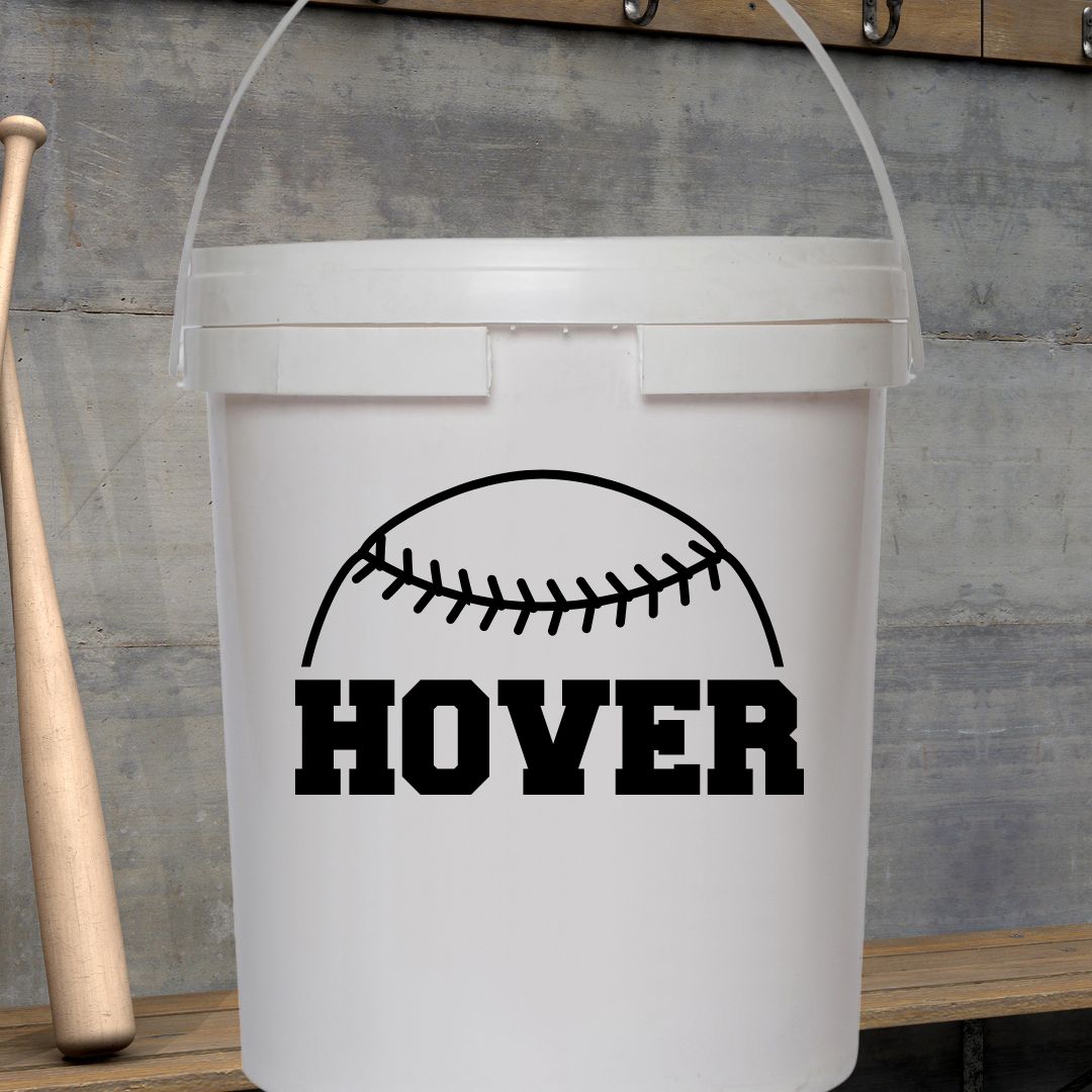 Ball Bucket Name Decal with Baseball