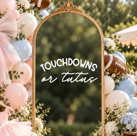 Touchdowns or Tutus: Gender Reveal Decal