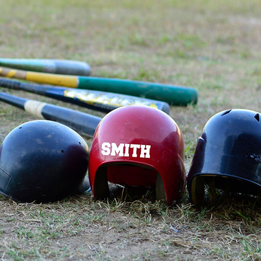 decals for adding player names to baseball helmets