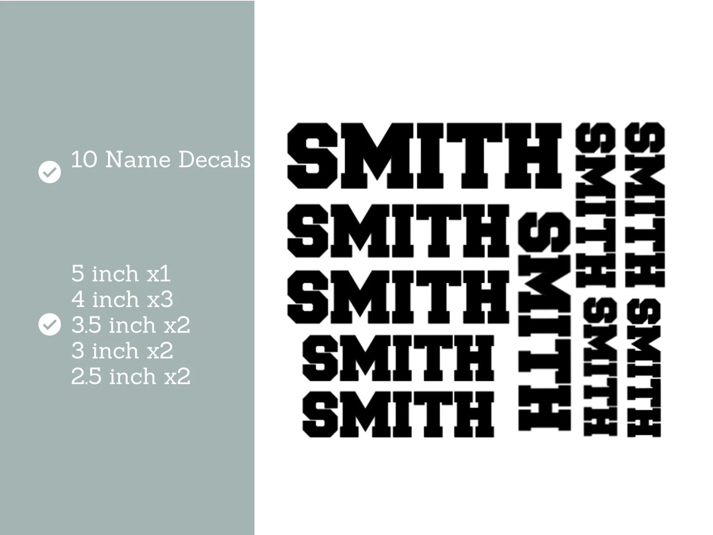 decals for adding player names to baseball helmets