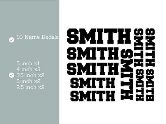 decals for adding player names to baseball helmets