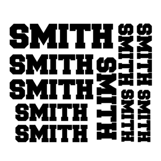 set of 10 sports name decal for labeling sports gear
