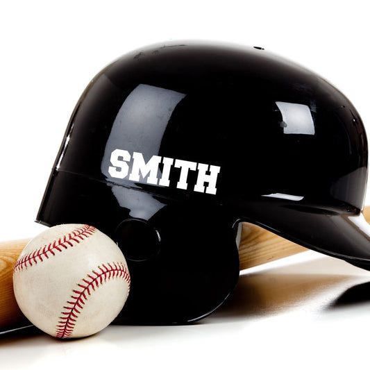 Vinyl baseball helmet decal with custom player name