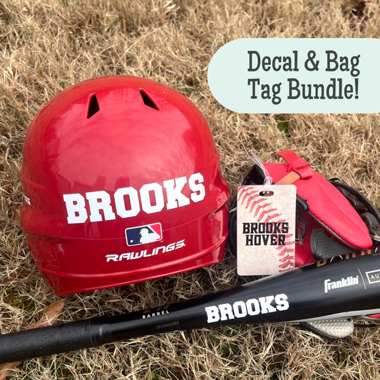 Custom Baseball Kid Bag Tag & Decal Bundle