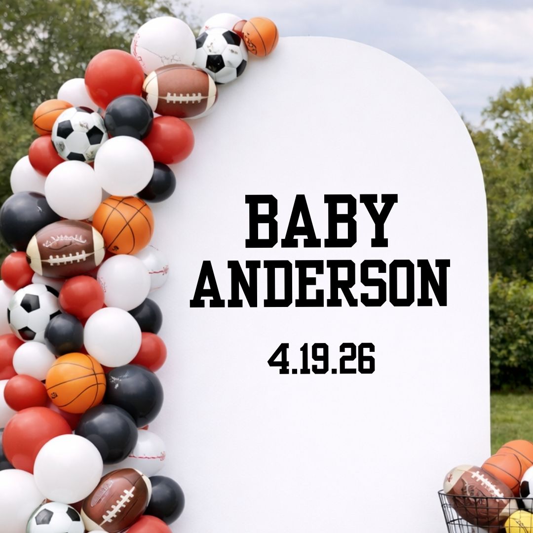 Custom Varsity Baby Name & Due Date Decal
