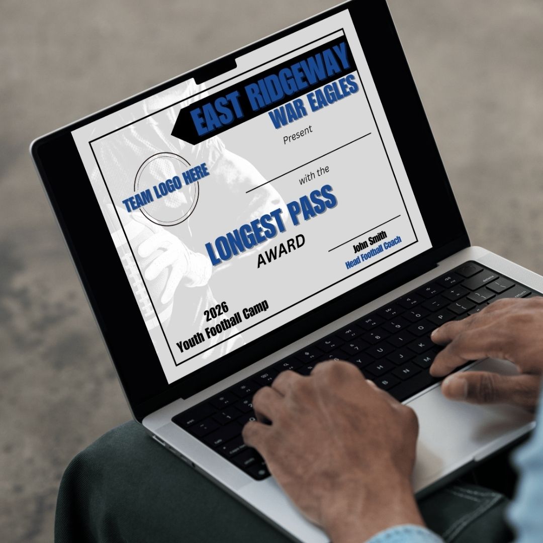 Printable Youth Football Award Editable Template *Digital Download*