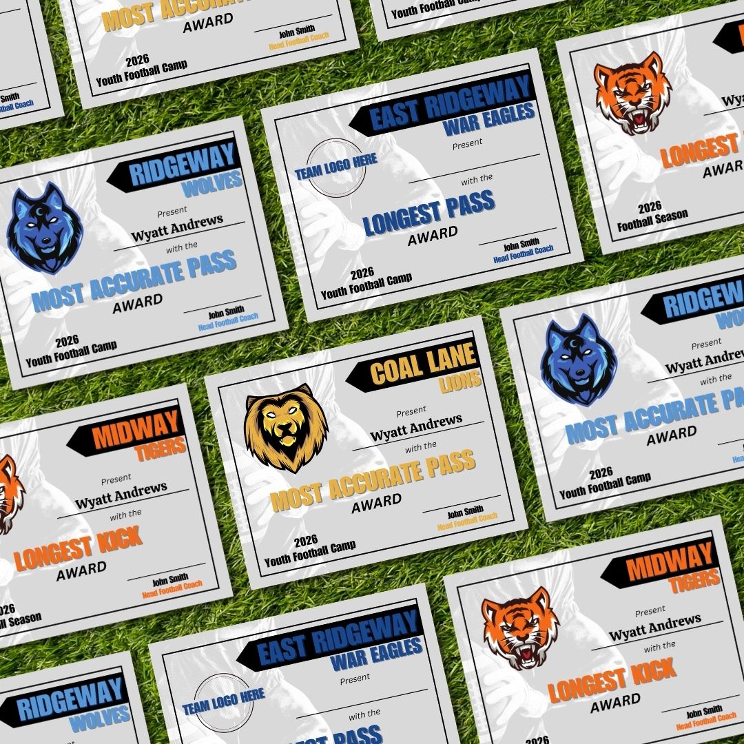 Printable Youth Football Award Editable Template *Digital Download*