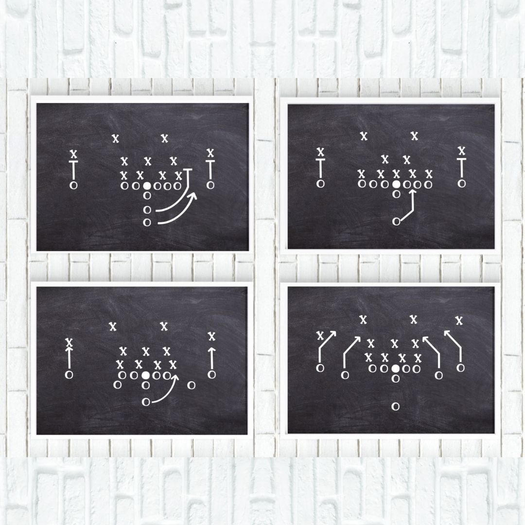 PRINTABLE Football Plays: Set of 4,  *Digital Download*