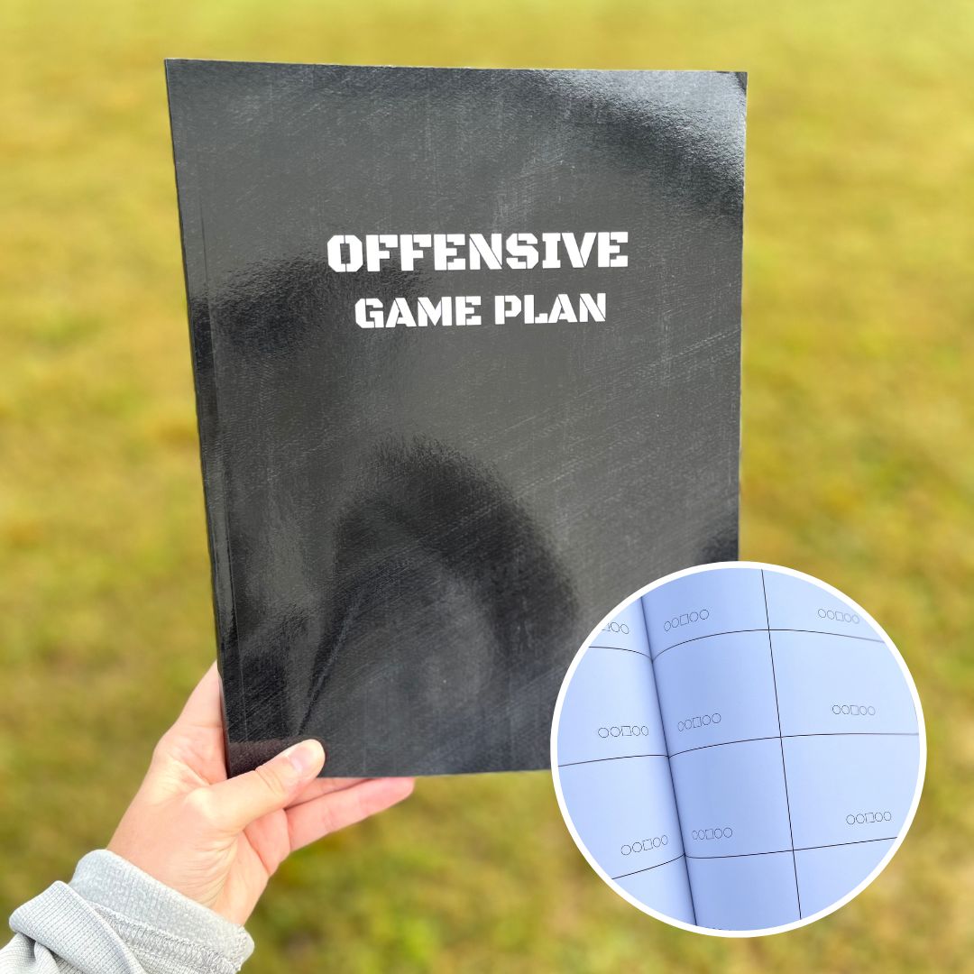 Offensive Game Plan Notebook for Football Coach: 100 Page Playbook with Blank Linemen Diagrams