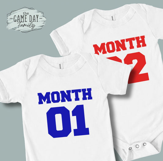 Sports Monthly Milestone Baby Bodysuit Set