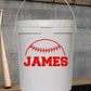 Ball Bucket Name Decal with Baseball