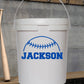 Ball Bucket Name Decal with Baseball