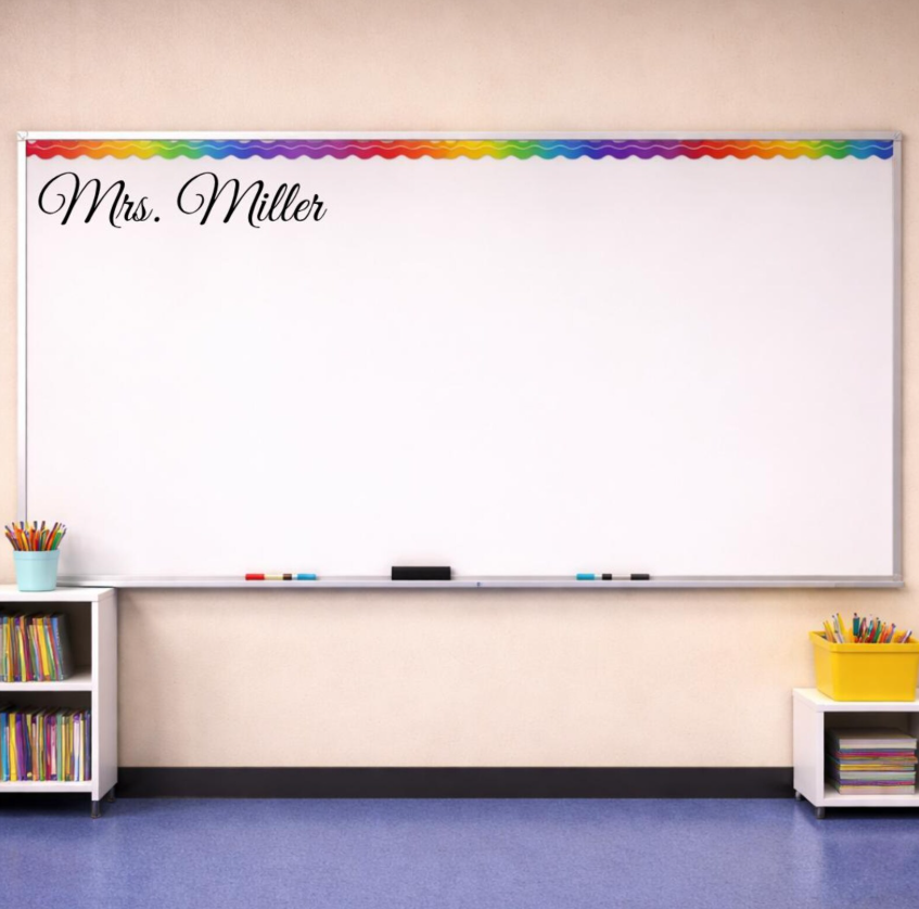 Teacher Last Name for Desk, Whiteboard and Door: Custom Decal