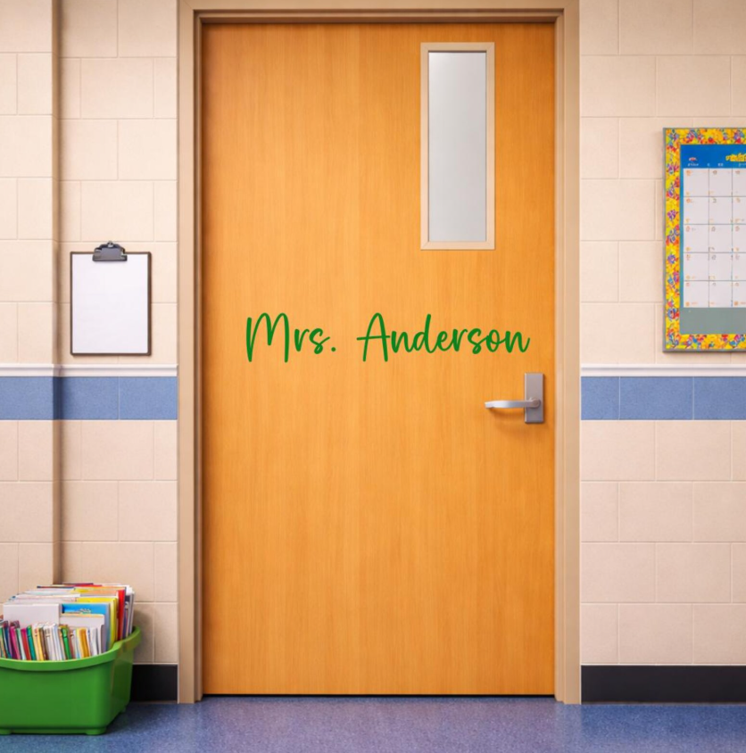 Teacher Last Name for Door, Desk and White Board: Custom Decal