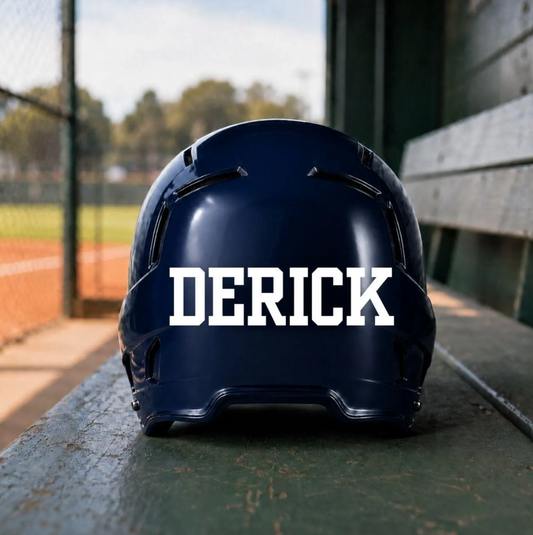 Custom Baseball Helmet Name Decal