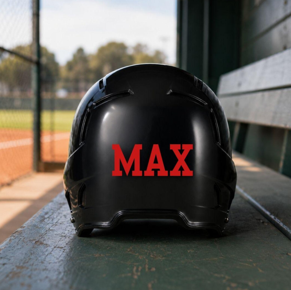 Custom Baseball Helmet Name Decal