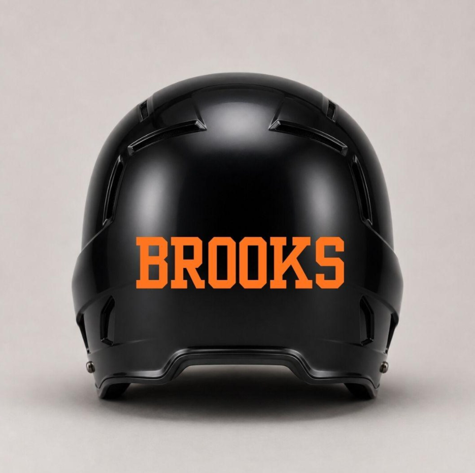 Custom Baseball Helmet Name Decal