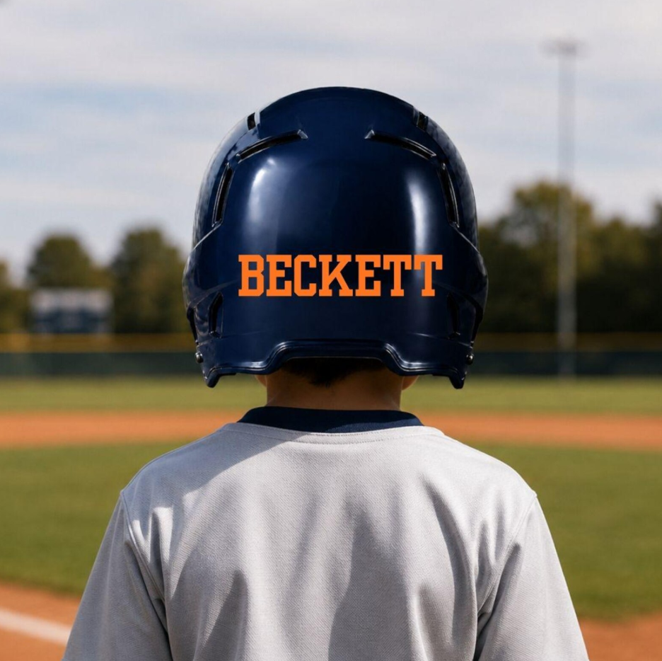 Custom Baseball Helmet Name Decal