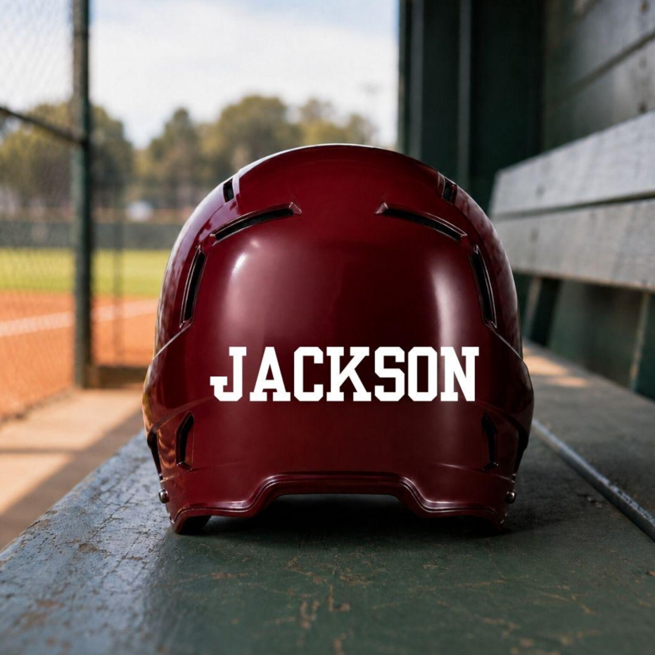Custom Baseball Helmet Name Decal