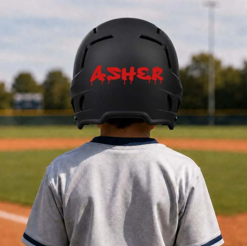 Custom Graffiti Baseball Helmet Name Decal