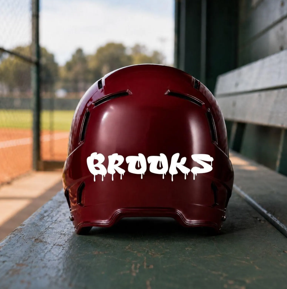 Custom Graffiti Baseball Helmet Name Decal
