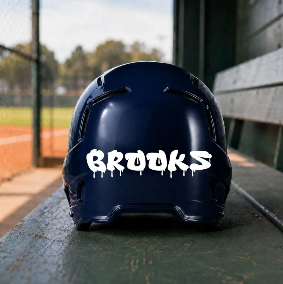 Custom Graffiti Baseball Helmet Name Decal