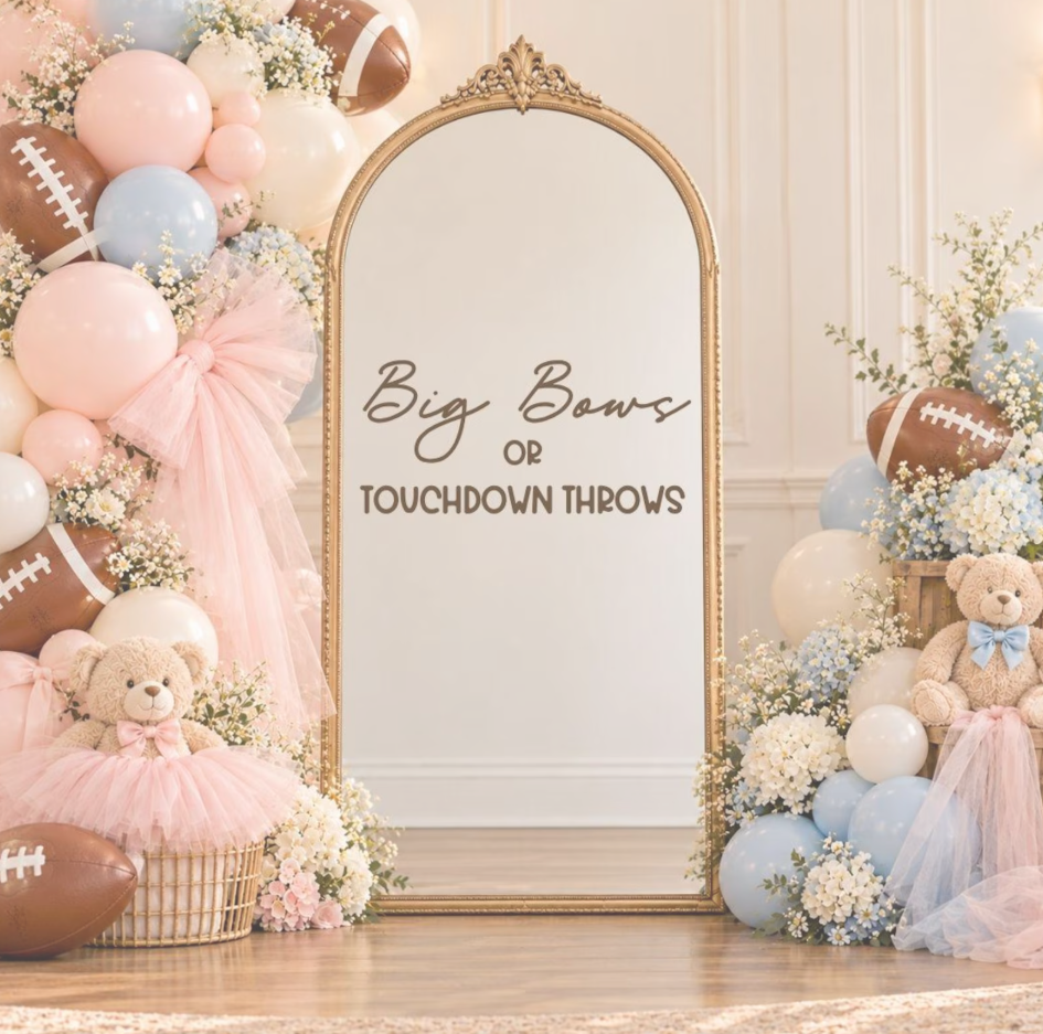 Big Bows or Touchdown Throws: Gender Reveal Decal