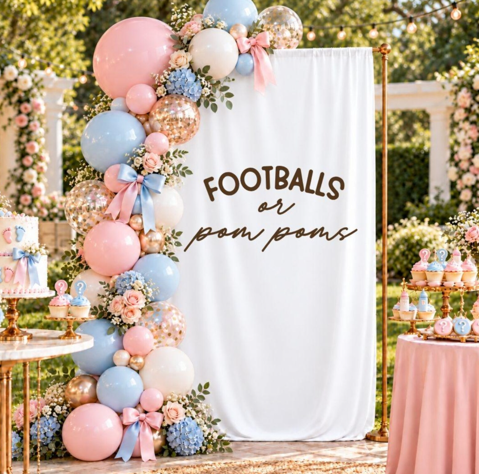 Footballs or Pompoms: Gender Reveal Decal