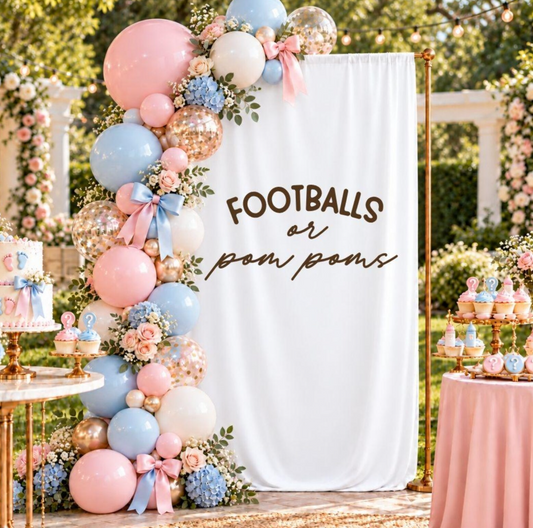 Footballs or Pompoms: Gender Reveal Decal
