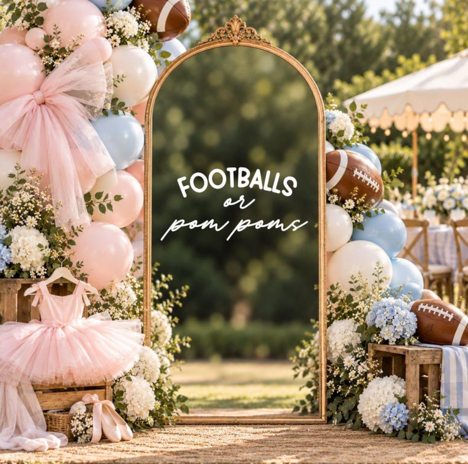 Footballs or Pompoms: Gender Reveal Decal