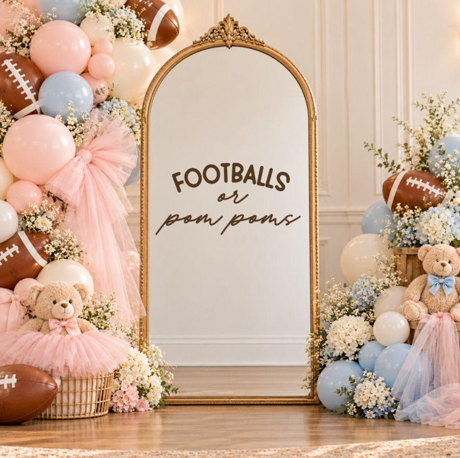 Footballs or Pompoms: Gender Reveal Decal