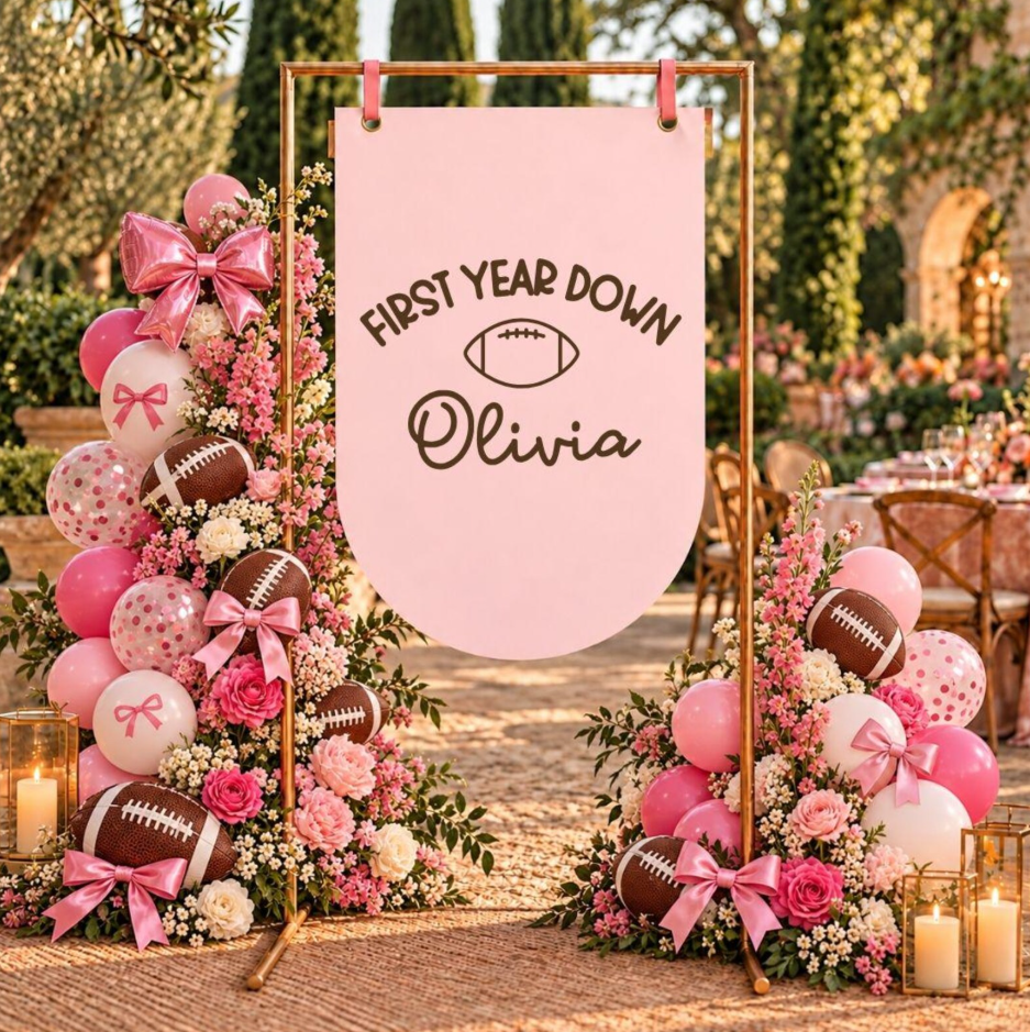 Football Theme for Girls: Birthday Decal