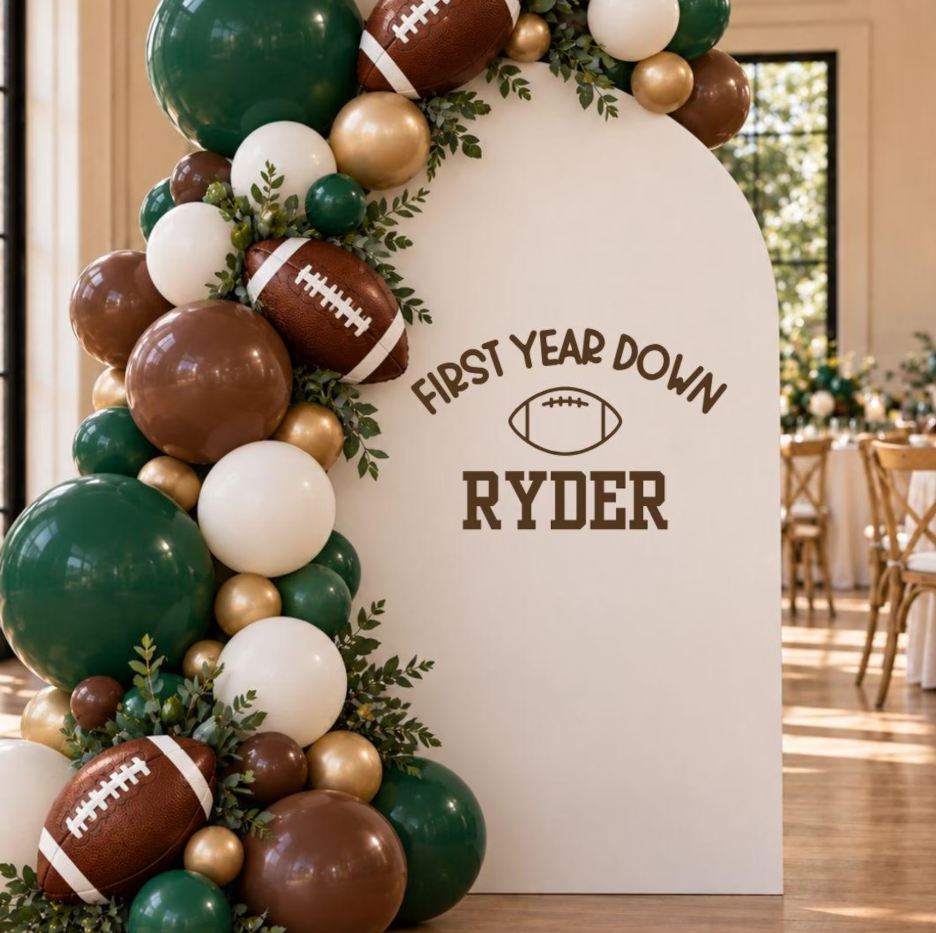 First Year Down Football Theme: Birthday Decal