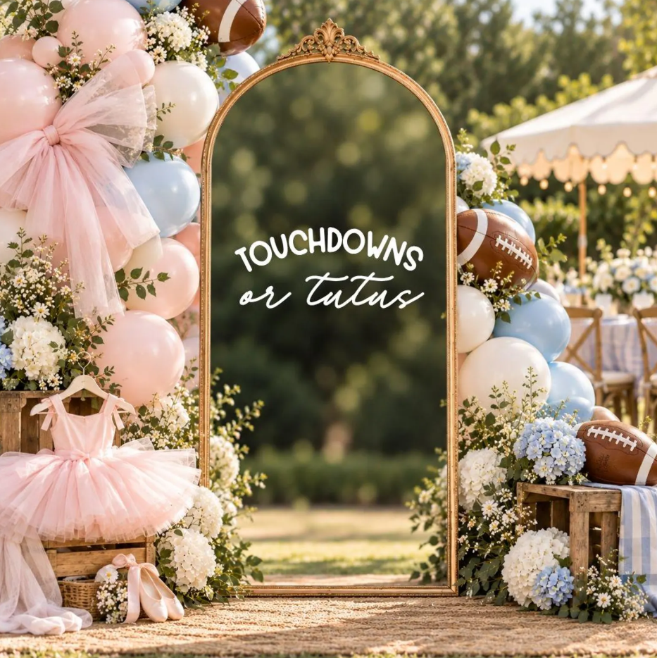 Touchdowns or Tutus: Gender Reveal Decal