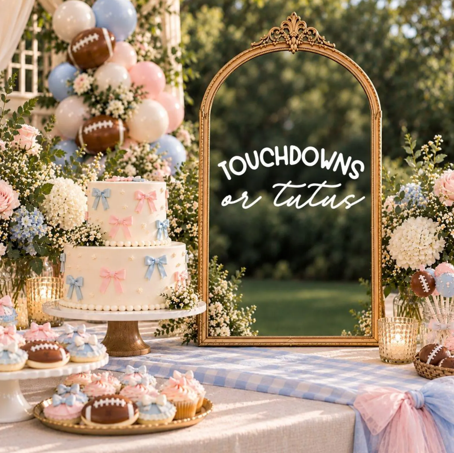 Touchdowns or Tutus: Gender Reveal Decal