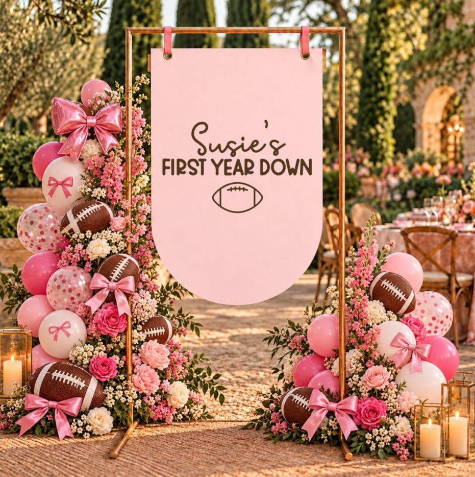 First Year Down Football Theme: 1st Birthday Decal