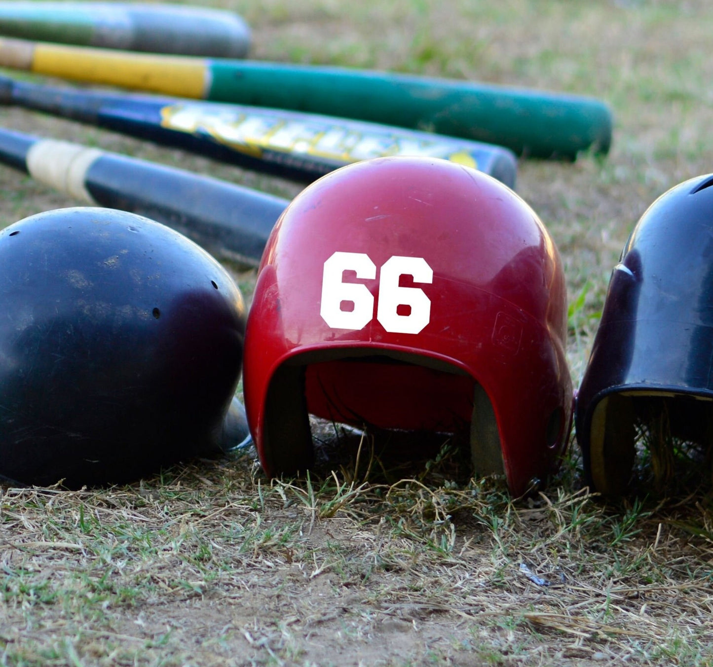 decals for adding player number to baseball helmets