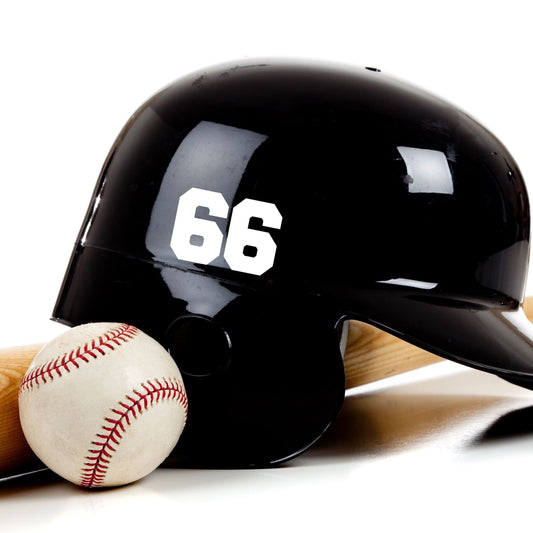 Sports number decal for personalized baseball gear
