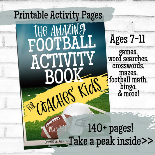 Printable Football Activity Book for Coaches' Kids *Digital Download*