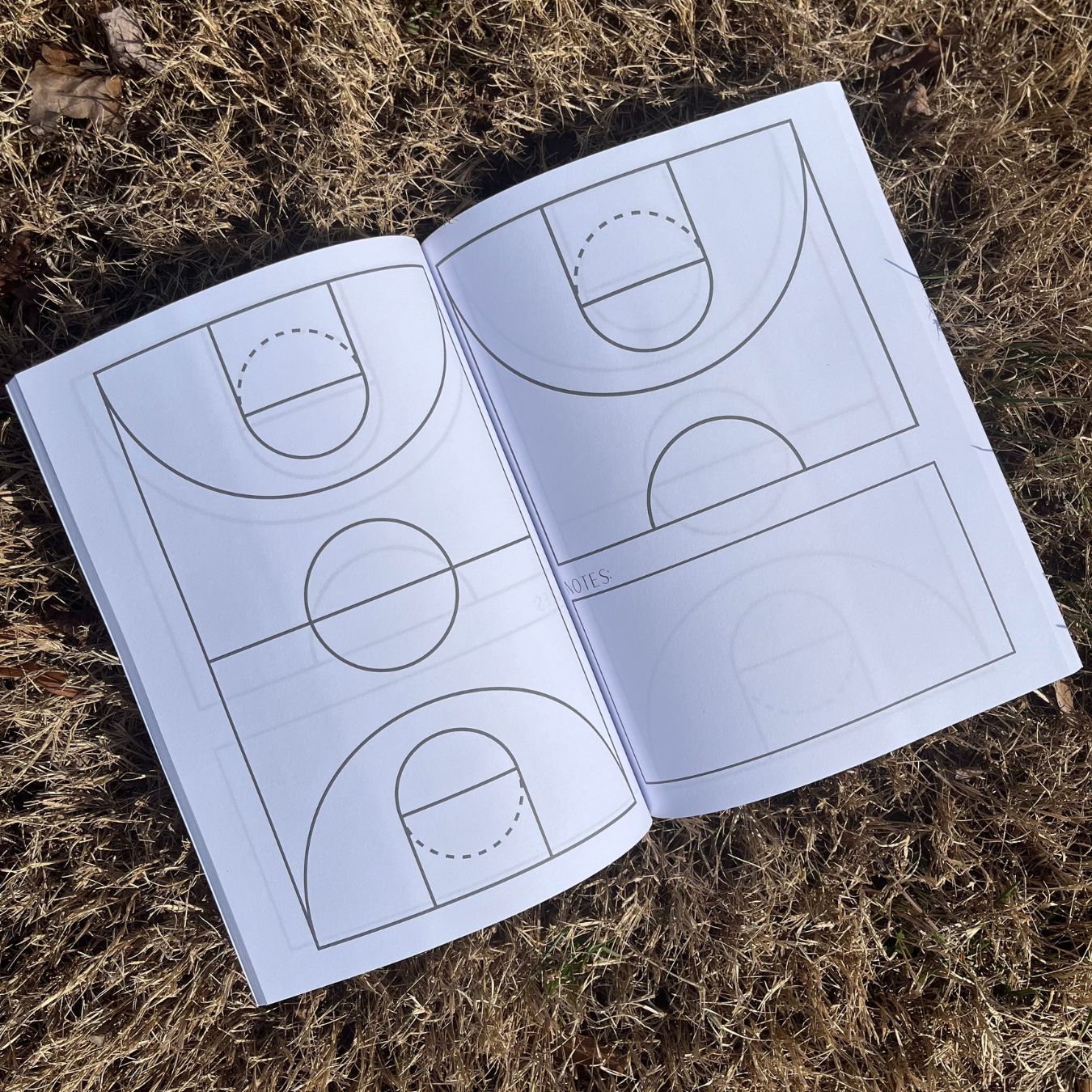 Play Designing Notebook for Basketball Coach: 126 Page Playbook with Basketball Diagrams and Note-Taking Sections