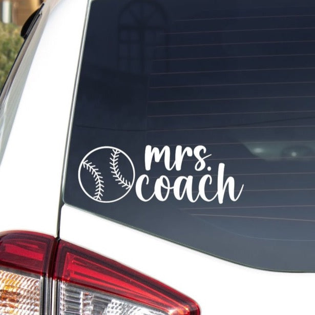Baseball Mrs. Coach Decal for Car - Coach's Wife Decal